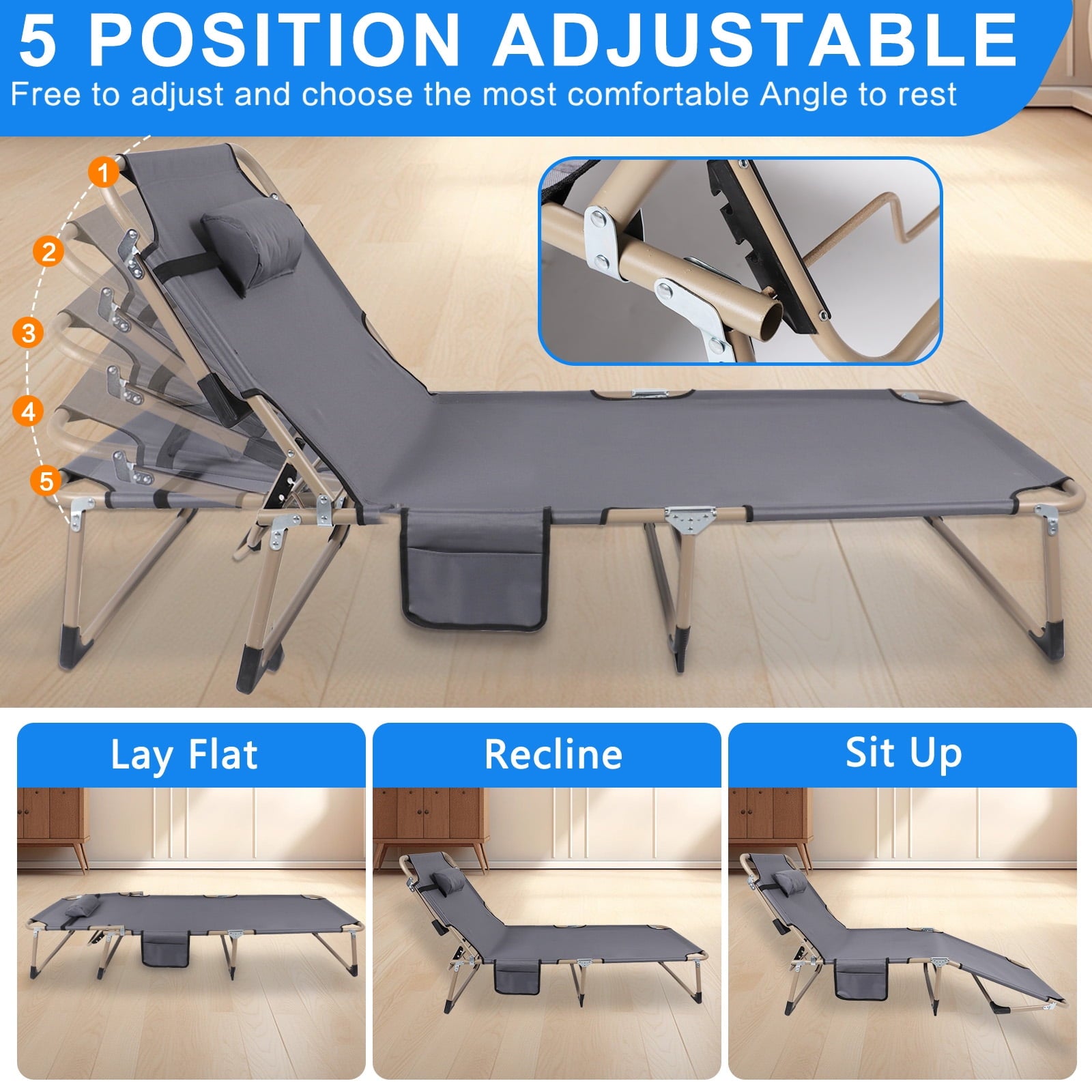 Folding Bed Cot with Pillow, 3.3 Inch 2 Sided Mattress, 75"* 28" Folding Sleeping Cot Guest Bed, Folding Camping Cots with Carry Bag