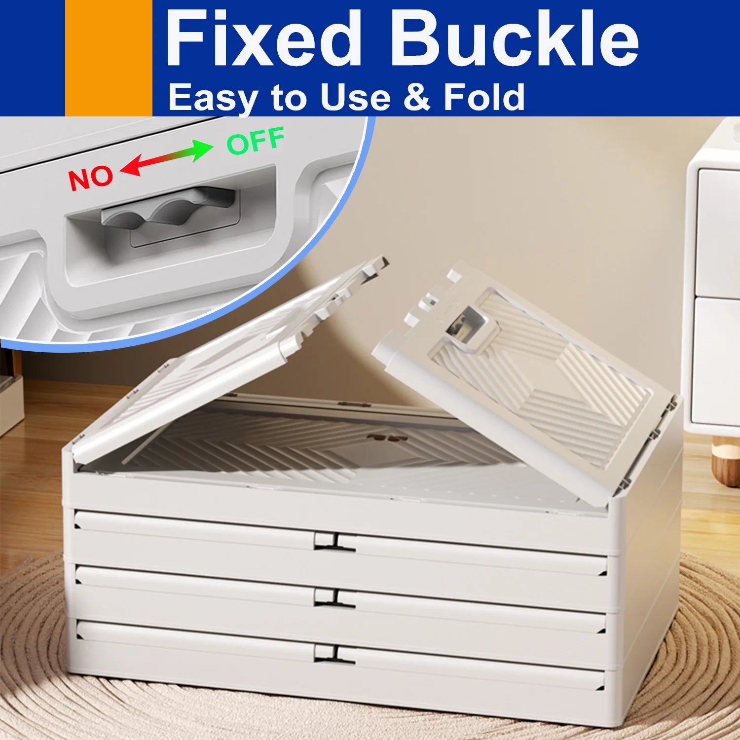 Collapsible Plastic Storage Bins Organizer with Lids, 2/3/4/5 Tier Foldable Storage Container with Door,Folding Storage Boxes for Kitchen Bedroom Living Room Study Office