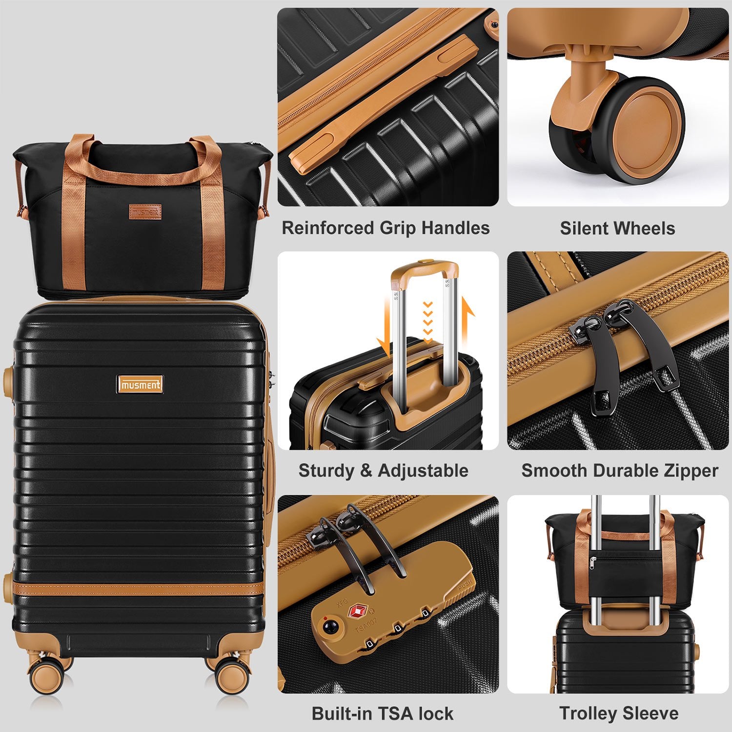 Carry On Luggage 20-Inch Expandable Luggage, 3-Piece Hard Shell Luggage Set with TSA Lock